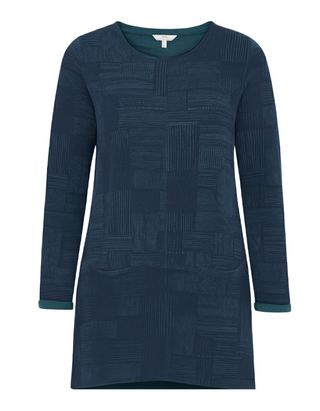 Women's Quarter Sleeve Salt Cove Tunic in Linear Check Midnight