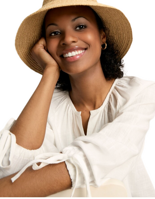 Women's Sylvie  3/4th Sleeve Tie Cuff Blouse in White