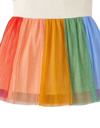 Baby Tulle Flutter Sleeve Dress in Ecru Multi