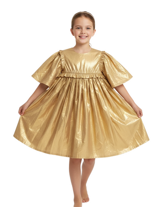 Meri Meri Girls' Metallic Angel Dress in Gold