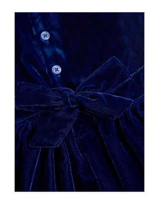 JoJo Maman Bebe Girls' Velvet Smocked Party Dress in Navy (Imperfect)