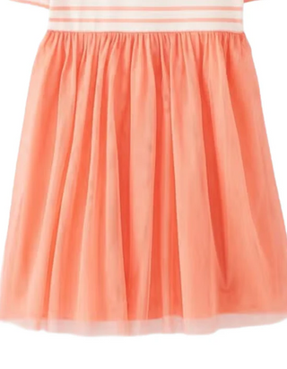 Girls' Striped Tulle Dress in Peach FIzz (Imperfect)