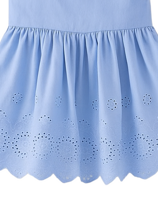 Baby Flutter Eyelet Dress in Storm Blue