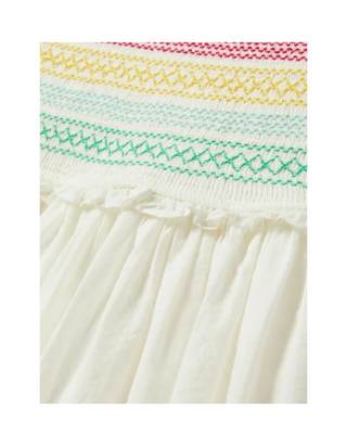 Mini Boden Girls' Floral Detail Rainbow Smocked Dress in Ivory