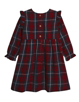 Jojo Mama Girls' Long Sleeve Gingham Smocked Dress in Red Mix