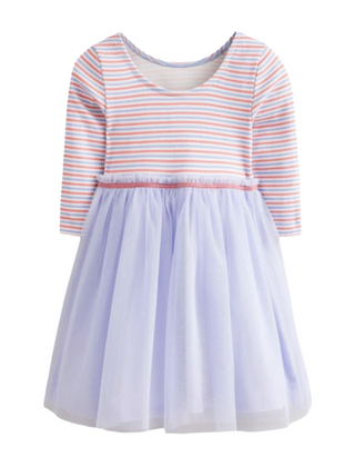 Mini Boden Girl's Rib Jersey Tulle Dress in Purple (Imperfect)
