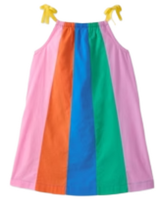 Girls' Rainbow Colorblock Pillowcase Dress in Multi