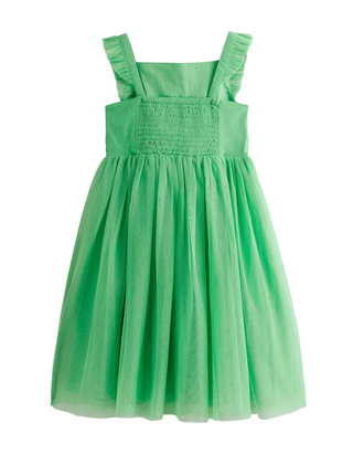 Mini Boden Girls' Embellished Floral Applique Tulle Dress in Green