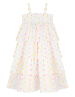 Billieblush Girls' Sleeveless Multi/Spotted Layered Dress in Ivory (Imperfect)