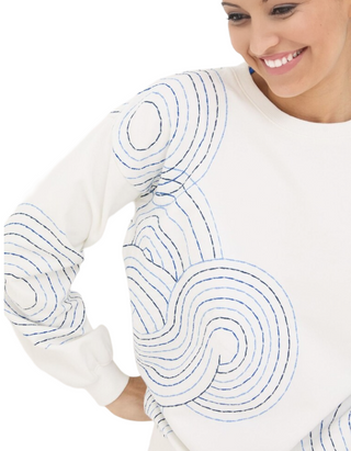 Women's Alex Natural Embroidered Sweatshirt in White (Imperfect)
