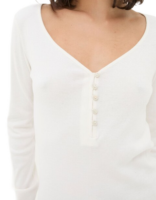Women's Lila Henley Pyjama Top in Ivory (Imperfect)