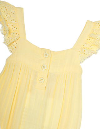 JoJo Maman Bébé Girls' Broderie Cheesecloth Jumpsuit in Yellow