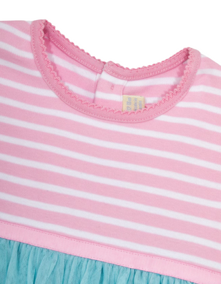 Jojo Maman GIrls' Applique Duck Tulle Party Dress in Blue