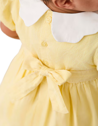 Jojo Maman Girls' Bud Floral Embroidered Smocked Party Dress in Yellow