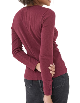 Women's Callie Long Sleeve Top in Dark Red (Imperfect)