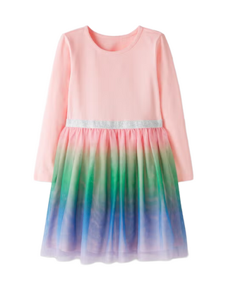 Girls' Soft Tulle Ombre Dress In Pink Multi