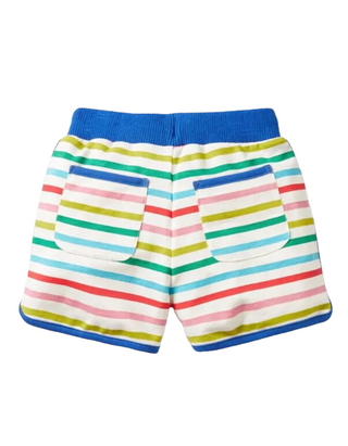 Mini Boden Kid's Retro Printed Shorts in Multi Rainbow Stripe (Imperfect)