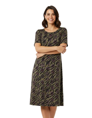 Women's Simone Sketchy Texture Regular Jersey Dress in Black