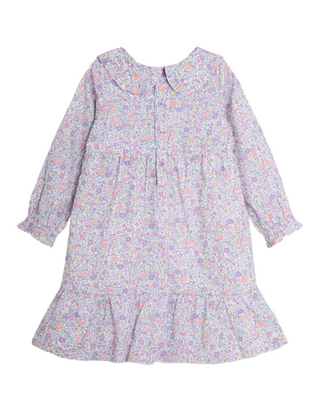 Jojo Maman Girls' Ditsy Printed Floral Tiered Dress in  Purple