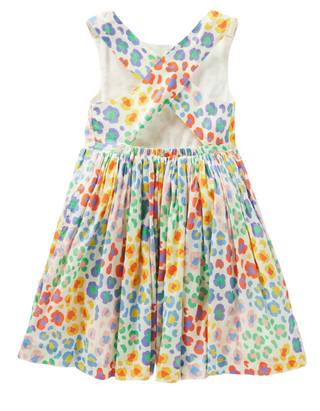 Mini Boden Girls' Animal Printed Cross Back Dress in Multi Leopard