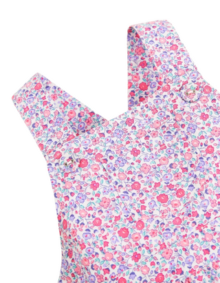 Jojo Maman Bebe Ditsy Print Culotte Dungarees in Pink Pastels Hues