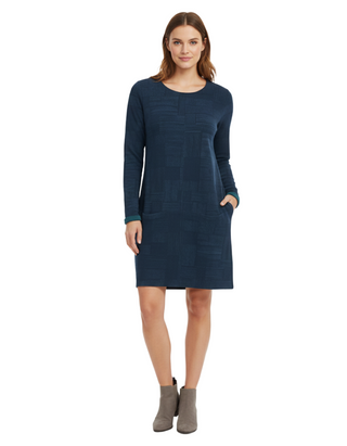 Women's Quarter Sleeve Salt Cove Tunic in Linear Check Midnight