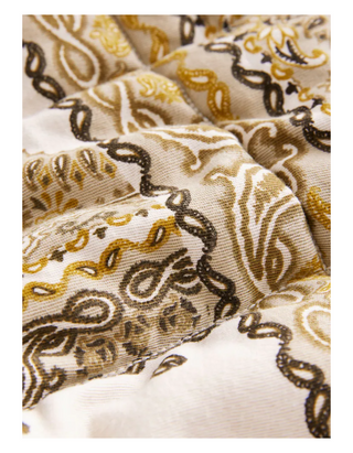 Women's Paisley Print Quilted Popper Front Jacket in Ecru/Yellow