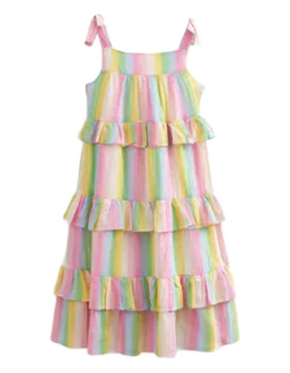 Mini Boden Girls' Tiered Ruffle Maxi Dress in Multi Rainbow