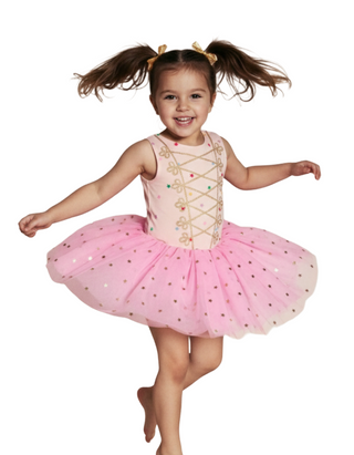Mini Boden Girls' Magical Tutu Dress in Vintage Mauve Foil Stars