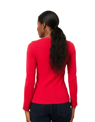 Women's Callie Duck Egg Long Sleeve Top in Red