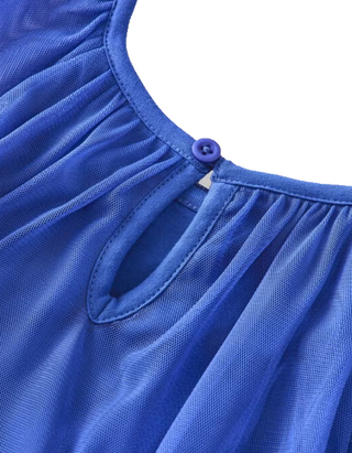 Girls' Tiered Tulle Dress in French Blue