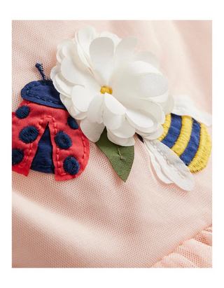 Mini Boden Girls' Flutter Flower Tulle Dress in Pastel Pink (Imperfect)