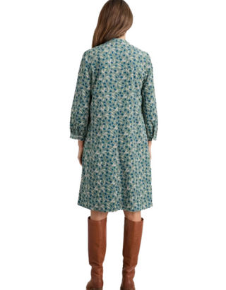 Women's Diarist Needlecord Drifting Floral Dress in Green