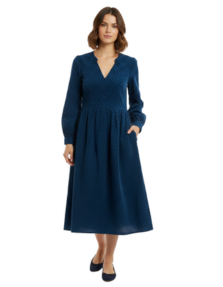 Women's Rose Cottage Dress in Patchwork Ditsy Marine