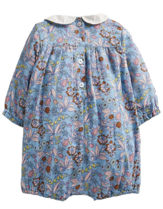 Baby Boden Kid's  Smocked Floral Romper in Blue Woodlands (Imperfect)