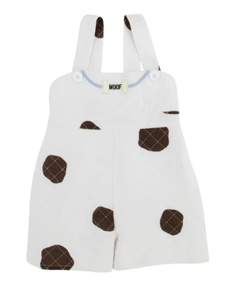 The Beaufort Bonnet Company Baby Happy Halloween Daungrees in White Dog