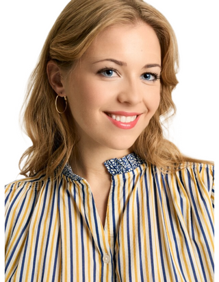 Women's Anna Frill Neck Striped Blouse in Yellow/Blue