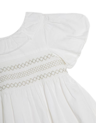 Jojo Mama Bebe Girls' Smocked Puff Sleeve Dress in White