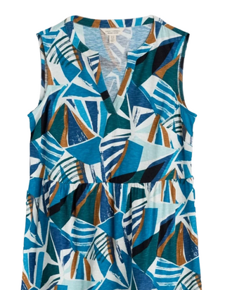 Women's Bodliva Jersey Sleeveless Dress in Blue Oil Paint Spinnaker Sails (Imperfect)
