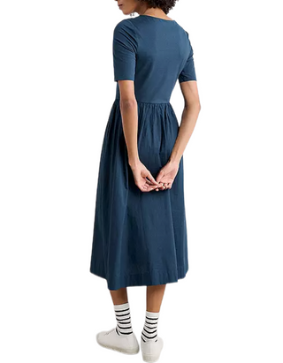 Women's Madder Organic Cotton Above-Ankle Dress in Rich Navy (Imperfect)