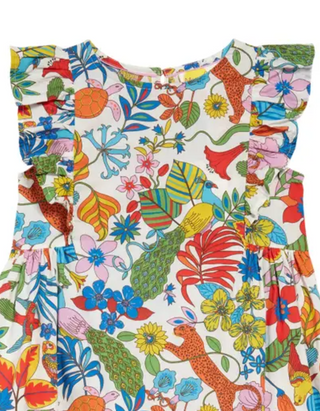 Mini Boden Girls' Floral Ruffle Cotton Dress In Mini Multi Jungle