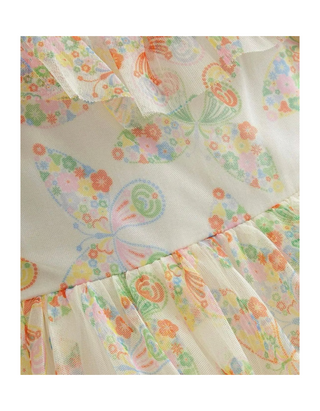 Mini Boden Girls' Butterfly Printed Frilly Party Tulle Dress - Ivory Mix