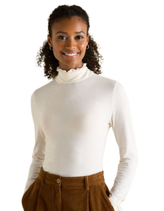 Women's Amy Long Sleeve Roll Neck Top in Cream