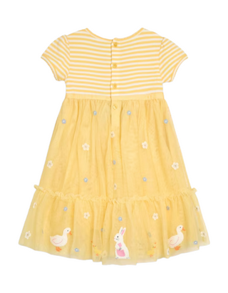 JoJo Maman Girls' Appliqué Hem Tulle Party Dress in Yellow (Imperfect)