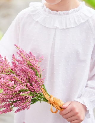 Little English Girls' Dobby Lauren Blouse in Ivory