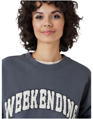 Women's Cotton Weekending Graphic Sweatshirt in Grey  (Imperfect)