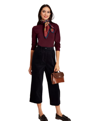 Women's Amy Long Sleeve Roll Neck Top in Burgundy Red (Imperfect)