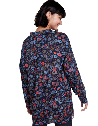 Women's Polpeor Tunic Floral Print Blouse in Navy Blooms