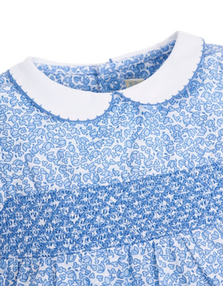 Jojo Maman Girls' Bud Print Smocked Baby Romper in Blue