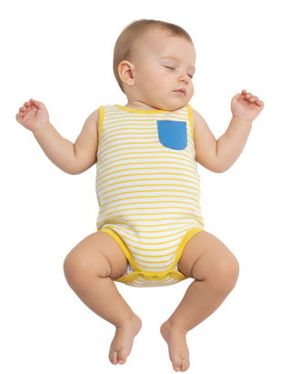 Baby Boden Kids Stripy Romper in Butter Yellow